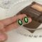 [925銀針]小眾設計花朵耳環 - 绿色银针款