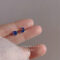[925銀針]藍色滴釉星月耳環 - A605