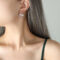 [316L鈦鋼]仿珍珠鑲嵌鋯石耳環F203 - F203-钢色耳环