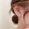 [925純銀]弧形珍珠耳環 - 微笑珍珠耳钉-白金色, 925银