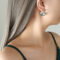 [316L鈦鋼]祖母綠瑪瑙U形耳扣F202 - F202-钢色耳环