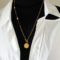 [316L鈦鋼]珍珠圓牌OT扣項鏈M030 - M030-金色毛衣链-60cm