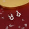 [925純銀]聖誕不對稱麋鹿耳環YC7345E - 麋鹿圣诞树耳钉-白金色, 925银