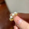 [925純銀]輕奢珍珠鑲鉆戒指YC4321R - 珍珠戒指-黄金色, #12号【可调节11-13号】