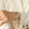 [316L鈦鋼]設計寬版鋯石手環 - 钢色镂空罗马数字镶钻手镯16.5cm