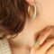 [316L鈦鋼]滴油圓圈大耳環F657 - F657-淡蓝色滴油金色耳环