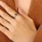 [316L鈦鋼]鑲嵌鋯石戒指A423 - A423-钢色绿锆石戒指-开口可调节, 7号