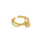 11號[925純銀]幾何圓珠鏈戒指 - 18K金色【15号/可调节】, 开口可调节