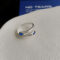 [925純銀]藍色水滴鉆戒指 - 蓝钻戒指-银色, #15号【可调节14-16号】