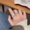 [銅]氣質藍色串珠三件套戒指 - J739蓝