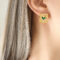 [316L鈦鋼]小眾方牌心形套裝P1396-F687 - F687-金色绿玻璃石耳环
