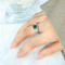 [316L鈦鋼]心形玻璃石戒指A433 - A433-绿玻璃石钢色戒指, 6号