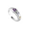 [925純銀]彩色鋯石戒指不規則開口指環 - 爱心紫钻, 开口可调节