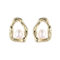 [925純銀]鏤空珍珠優雅法式耳飾 - 14k金色, 925银