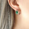 [316L鈦鋼]玻璃石個性耳環F681 - F681-钢色绿玻璃石耳环