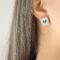 [316L鈦鋼]小眾方牌心形套裝P1396-F687 - F687-钢色绿玻璃石耳环