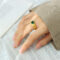 [316L鈦鋼]心形玻璃石戒指A433 - A433-绿玻璃石金色戒指, 6号