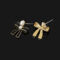 [蚊香盤]黑色蝴蝶結珍珠耳環 - 有耳洞。银针
