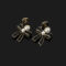 [蚊香盤]黑色蝴蝶結珍珠耳環 - 无耳洞。一体式蚊香盘耳夹