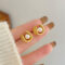 [925純銀]小眾獨特的珍珠耳環 - 珍珠耳钉-黄金色, 925银
