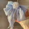 珍珠花朵蝴蝶結髪夾 - 2745-2-细闪蓝色蝴蝶结发夹