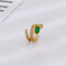 [銅]單隻-滿鉆綠眼蛇形耳夾 - 黄金色一只祖母绿蛇形耳夹, 铜