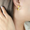 [316L鈦鋼]C形愛心鋯石耳環F716 - F716-黄滴油金色耳环