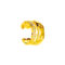 [銅]單隻-交叉菱格波浪耳骨夾 - 一只黄金色双层镶钻X纹耳夹, 铜