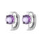 [925純銀]圓形鋯石簡約耳環 - 紫色, 925银