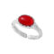 [925純銀]不規則紋理水晶戒指 - 红色, 开口可调节