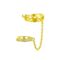 [銅]單隻-鏈條鋯石菱格紋耳骨夾 - 一只黄金色锆石菱格一体式耳夹, 铜