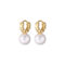 [925純銀]溫柔淩紋格珍珠耳環 - 18k金色, 925银