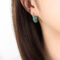 [316L鈦鋼]滴油水鑽U形耳環F806 - F806-钢色绿水钻耳环