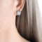 [316L鈦鋼]氣質玻璃鋯石項鏈耳環F850 - F850-钢色白锆石耳环
