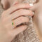[316L鈦鋼]彩色玻璃石鋯石戒指A494 - A494-金色绿玻璃戒指, 6号