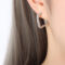 [316L鈦鋼]質感扭紋幾何耳釘F793 - F793-钢色方形耳环
