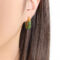 [316L鈦鋼]滴油水鑽U形耳環F806 - F806-金色绿水钻耳环