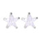 [925純銀]五角星鋯石螺絲耳釘 - 白色, 925银