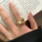 [銅]小眾冷淡風珍珠開口戒指 - J48金色（8号开）, 开口可调节