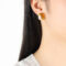 [316L鈦鋼]法式雙色樹脂耳環F767 - F767-金色耳环