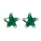 [925純銀]五角星鋯石螺絲耳釘 - 绿色, 925银