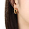 [316L鈦鋼]質感仿珍珠水鑽耳環F804 - F804-金色耳环