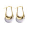 [925純銀]幾何U型白水晶耳扣 - 18k金色, 925银
