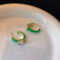 [925銀針]綠滴釉鑲磚C形耳環1498 - 1498绿滴釉耳环