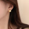 [925銀針]簡約金屬方形拉絲耳扣 - 金色