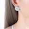 [316L鈦鋼]ins仿珍珠月光石螺紋耳環F847 - F847-月光石钢色耳环