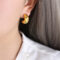 [316L鈦鋼]韓版仿珍珠C形耳環F067 - F067-金色绿锆石耳环