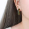 [316L鈦鋼]多彩環保捷克鑽耳環F919 - F919-金色绿捷克钻耳环