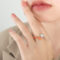 [316L鈦鋼]法式浪漫滴油戒指A095 - A095-橙色滴油钢色戒指, 7号开口不可调节
