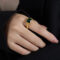 [316L鈦鋼]個性玻璃石戒指A504 - A504-绿玻璃石金色戒指, 6号